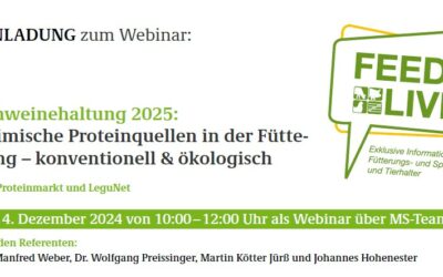 FEED LIVE Webinar zum Thema heimische Proteinquellen in der Schweinefütterung